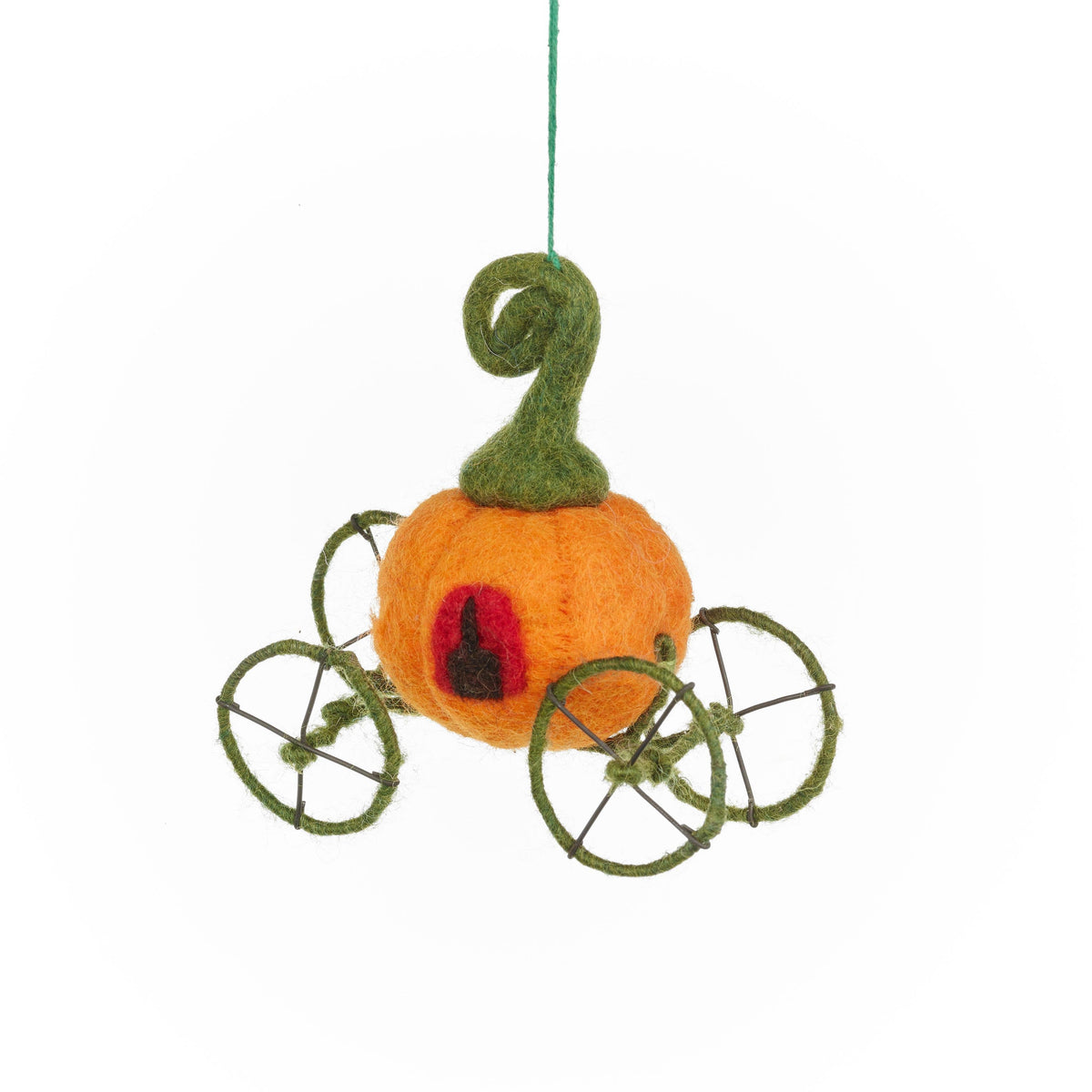 Artisan Crafted Felt Pumpkin Carriage Toy Decoration