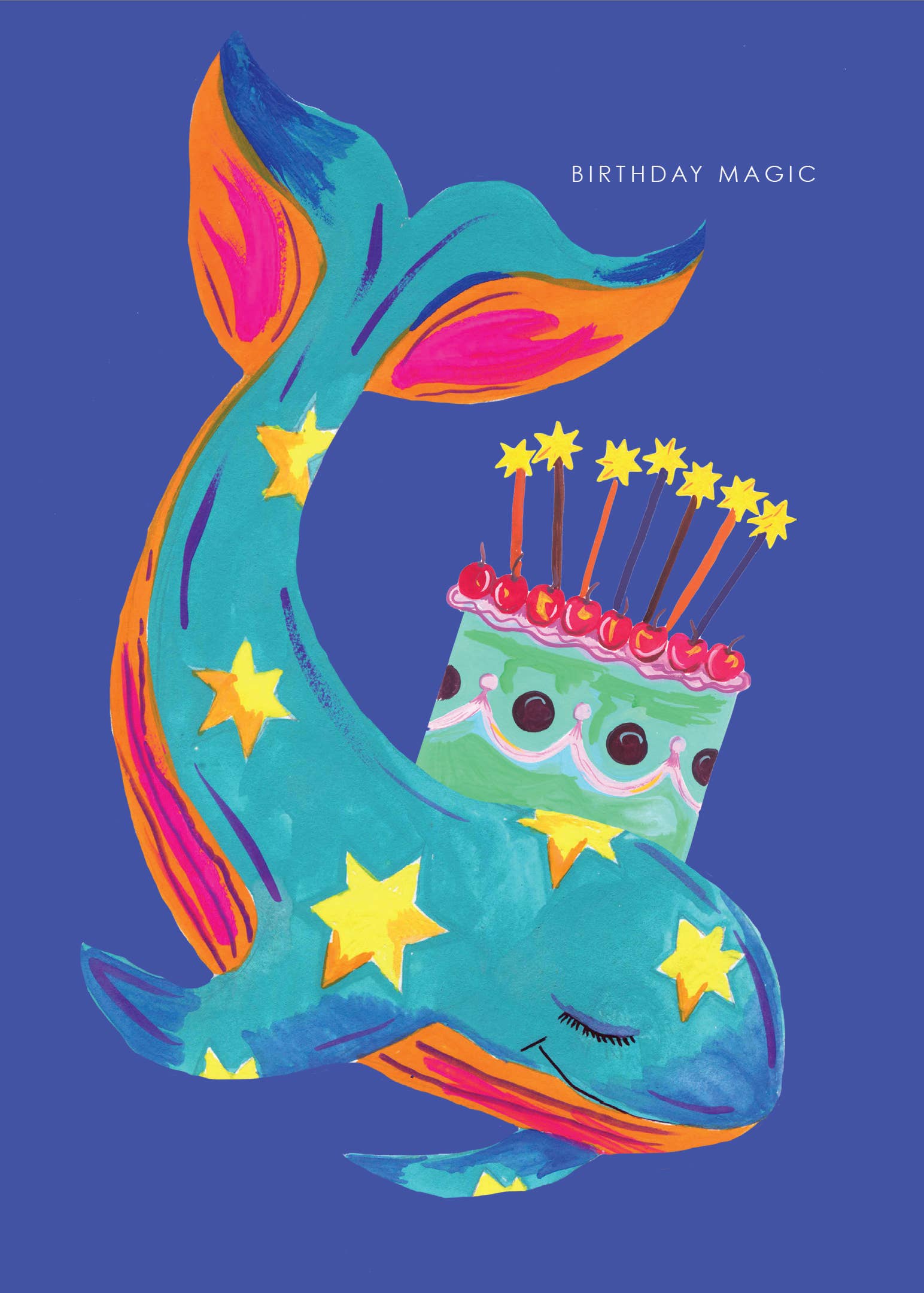Eco-friendly Whale and Cake Birthday Card with recycled envelope