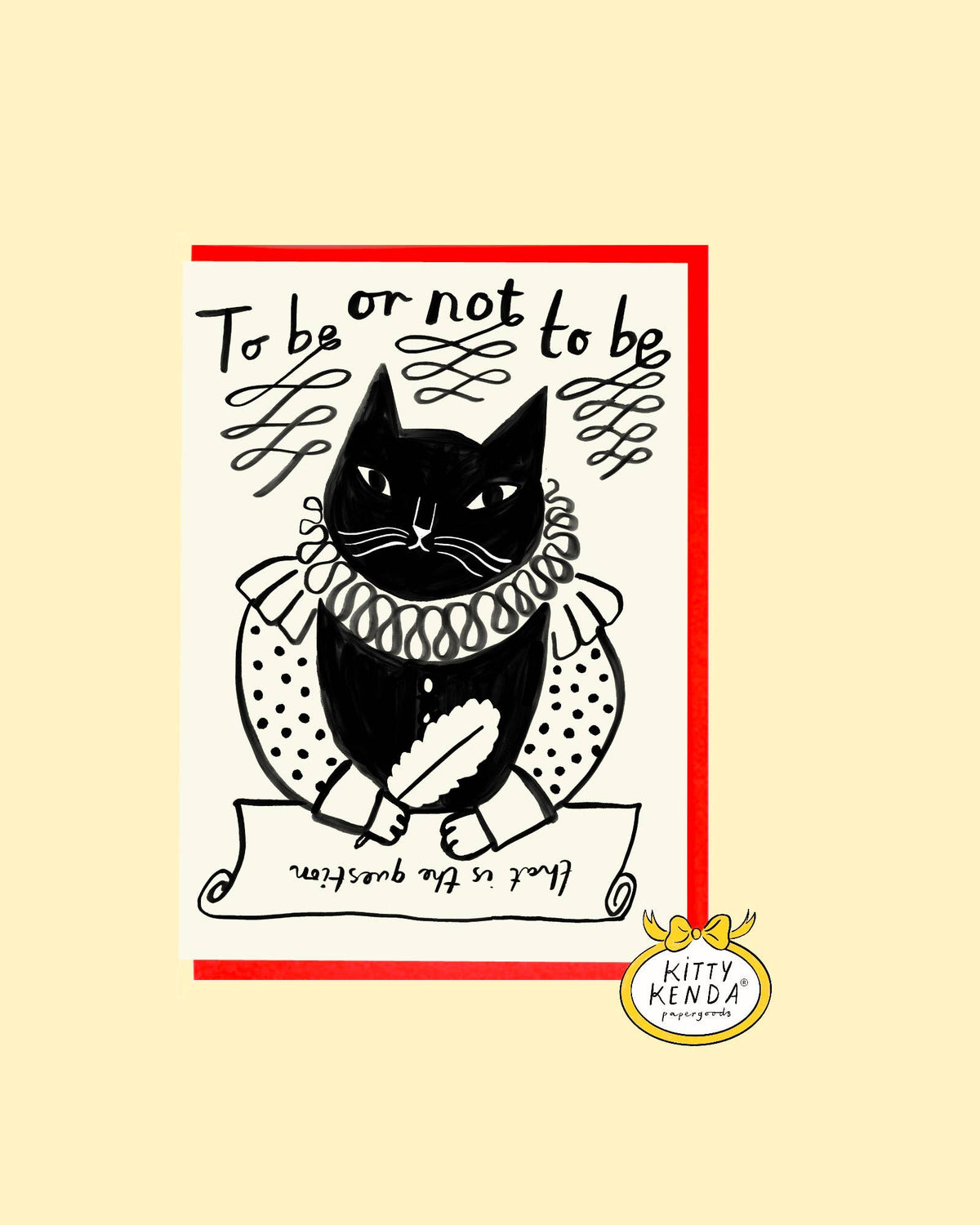 Shakespeare Kitty Eco-Friendly Greeting Card by Kitty Kenda