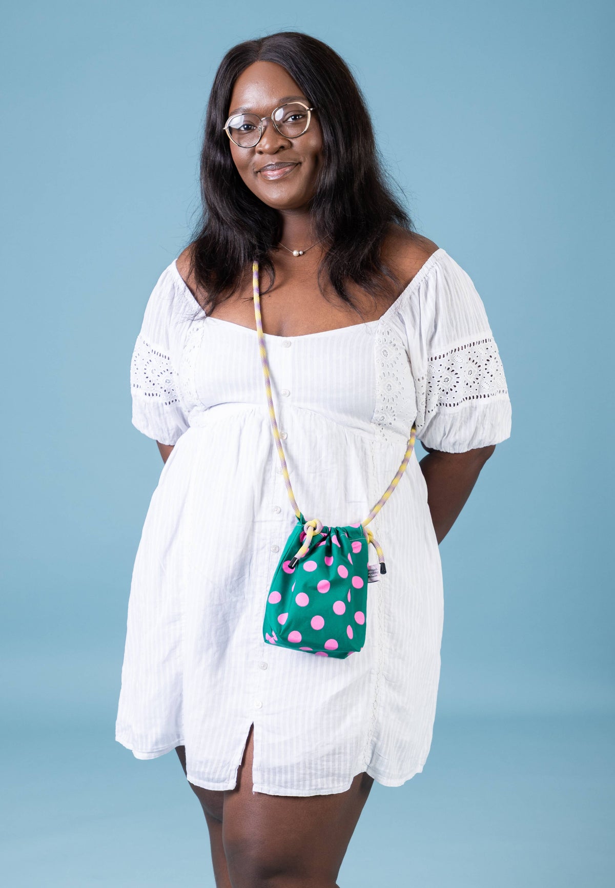 Adjustable rope strap on mini crossbody bag