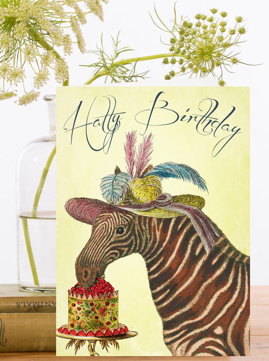 Hatty Zebra Birthday Card