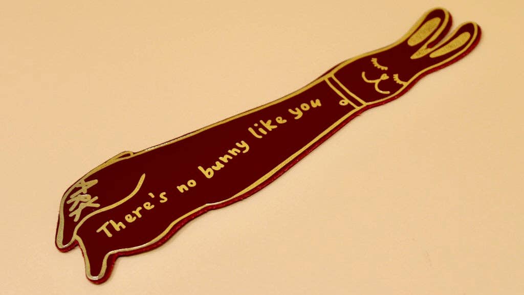 Handmade UK leather bookmark with No Bunny Like You quote
