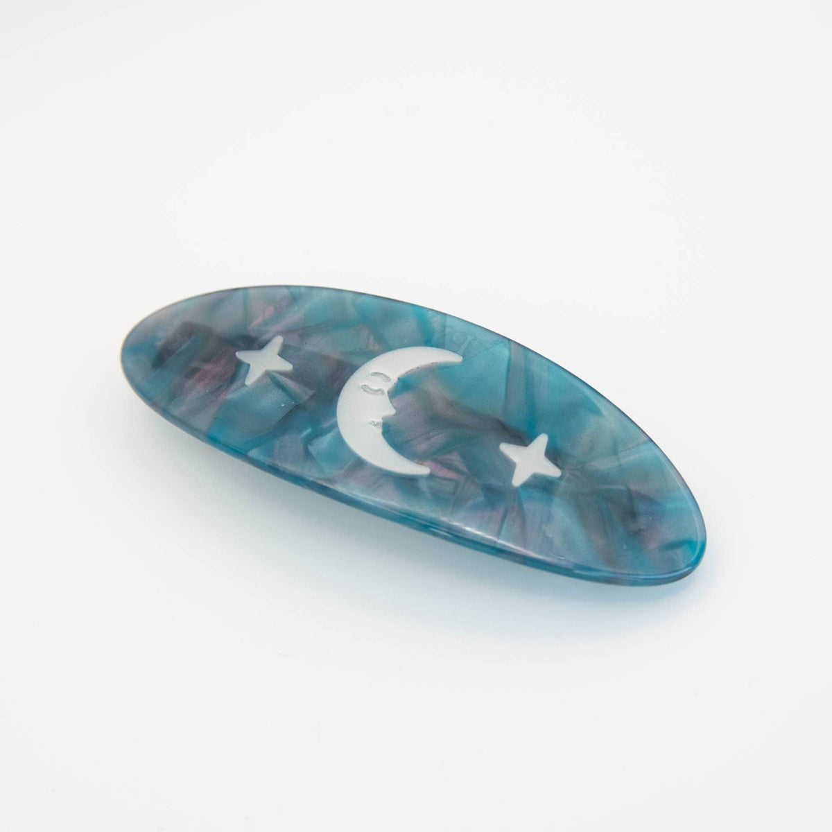 Night Sky barrette clip styled in a half up hairstyle