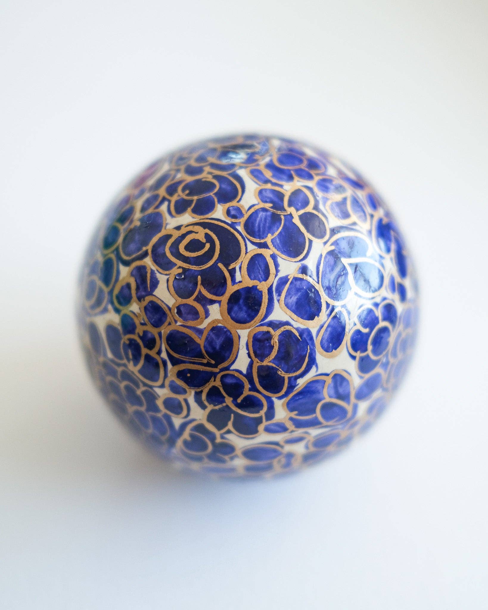 Midnight Blue and Gold Bauble Papier Mache Bauble
