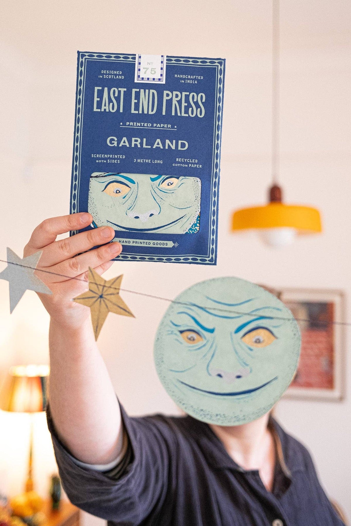 Sustainably made star and moon garland