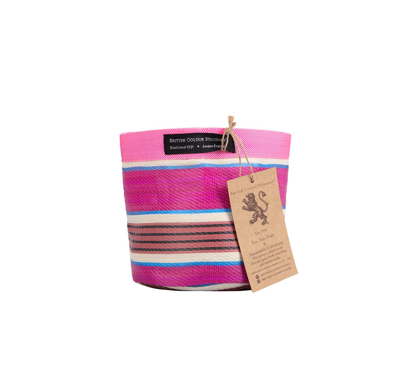Eco Woven Plant Pot Cover in Neyron Pink, Pompadour & Pearl