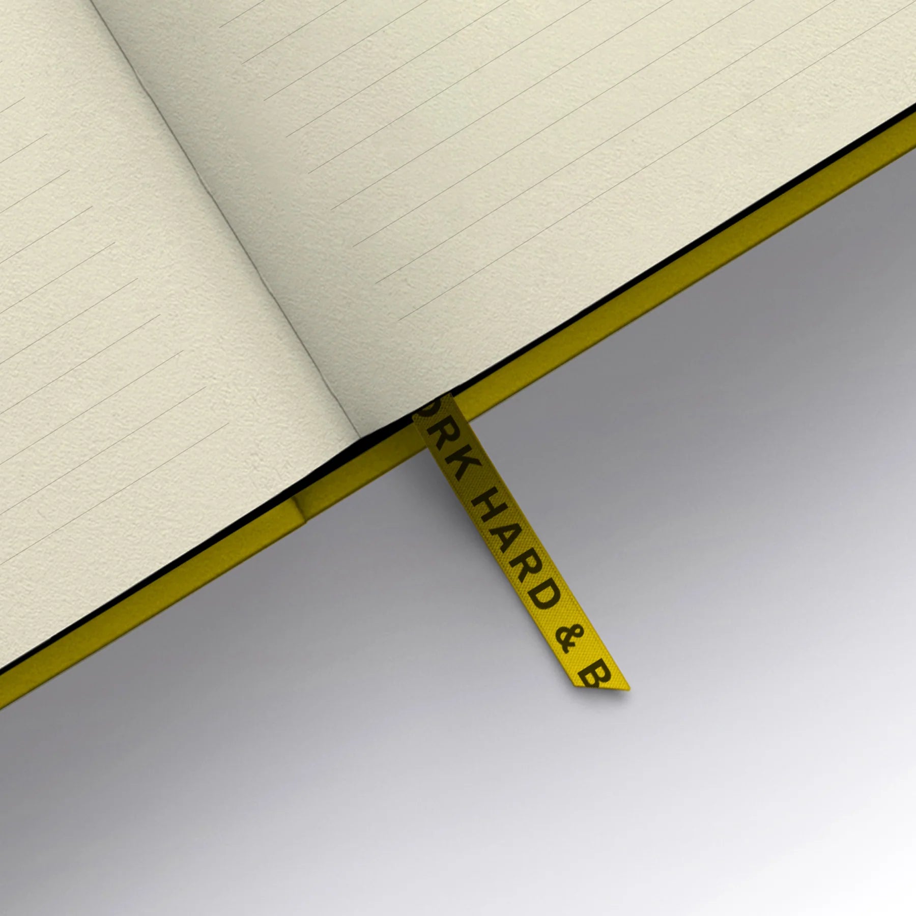 Work Hard and Be Nice to People A5 lined notebook by Anthony Burrill for 1973, case bound with sustainably certified off-white paper, matching ribbon bookmark, size 215mm x 152mm.