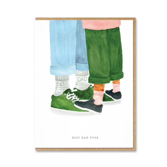 Litho printed Best Dad Socks greeting card with cream envelope