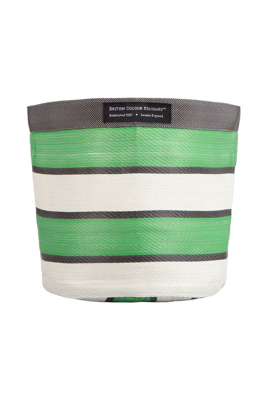 Woven Plant Pot Cover - Medium - Grass Green, Indigo & Pearl