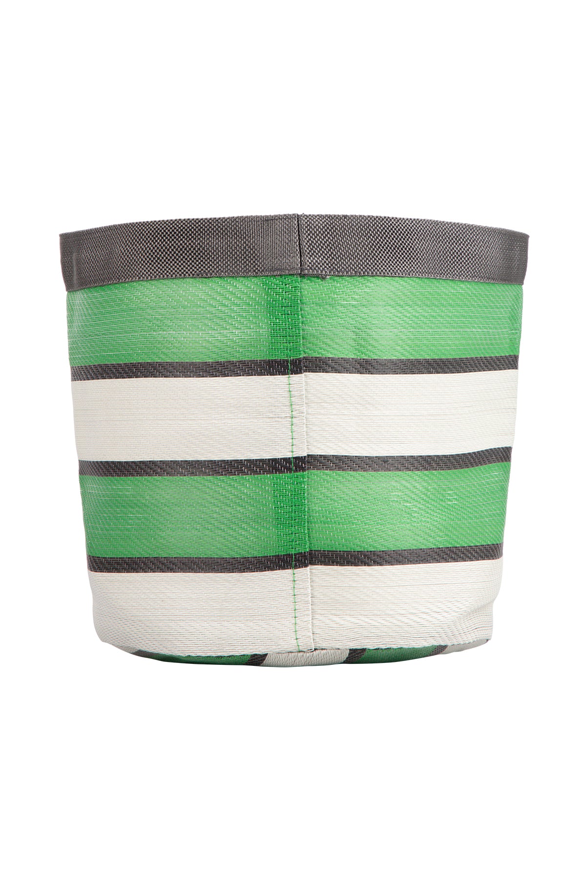Woven Plant Pot Cover - Medium - Grass Green, Indigo & Pearl