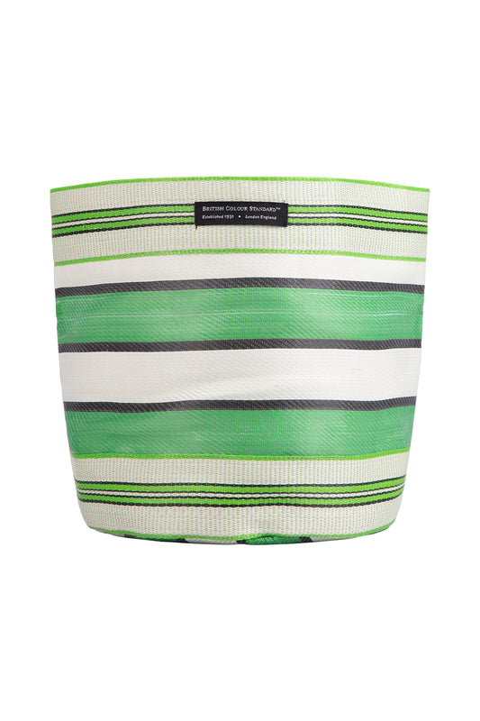 Woven Plant Pot Cover - Large - Grass Green, Indigo & Pearl