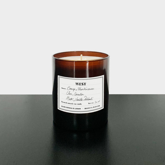 West Soy Scented Candle in glass jar with wooden lid