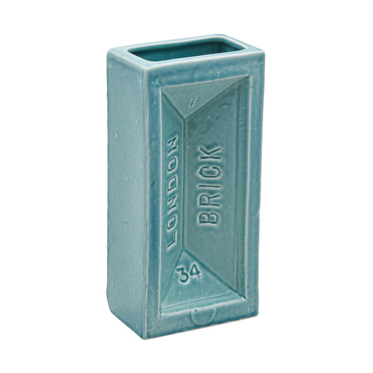 Close-up of Stolen Form London Brick Vase in turquoise, showing ceramic texture