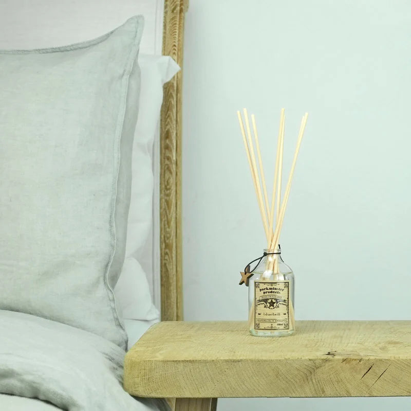 Parkminster Bluebell scented reed diffuser, floral green citrus, handmade in Cornwall, plastic free, 100ml.