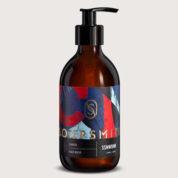 Soapsmith Camden Handwash. In an amber glass bottle with pump.