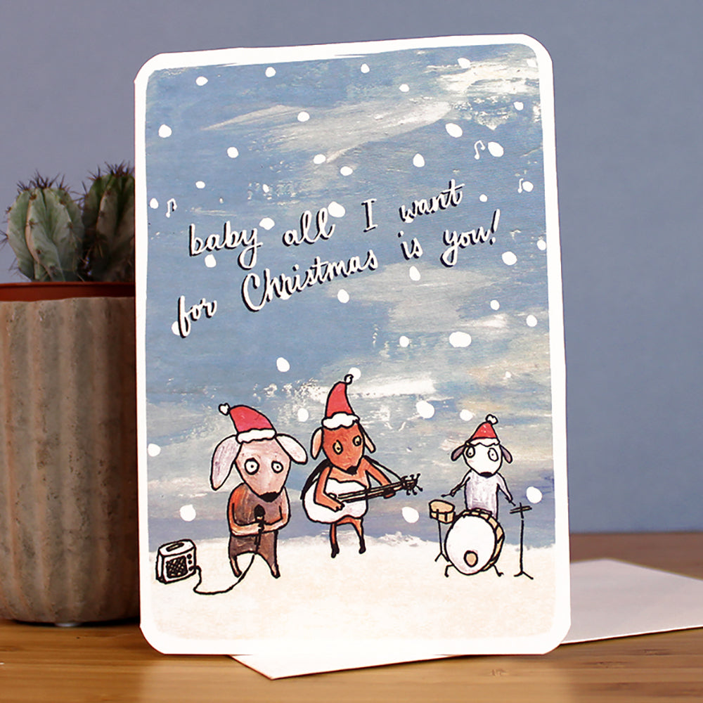 All I Want For Christmas Is You Dog Choir Card by Laura Skillbeck