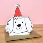 Laura Skillbeck Christmas Hat Die Cut Dog Greeting Card