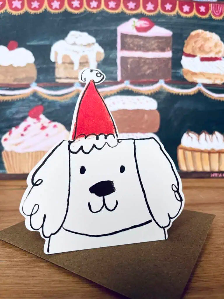 Sustainably sourced recycled dog Christmas card by Laura Skillbeck
