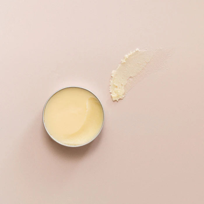 Begin No 1 Beauty Balm by Ela Life. Natural ingredients contained in a recyclable silver tin.  The balm is pale yellow in colour and needs to be warmed up in your hands. For use on lips, under eyes, anywhere which is dry.