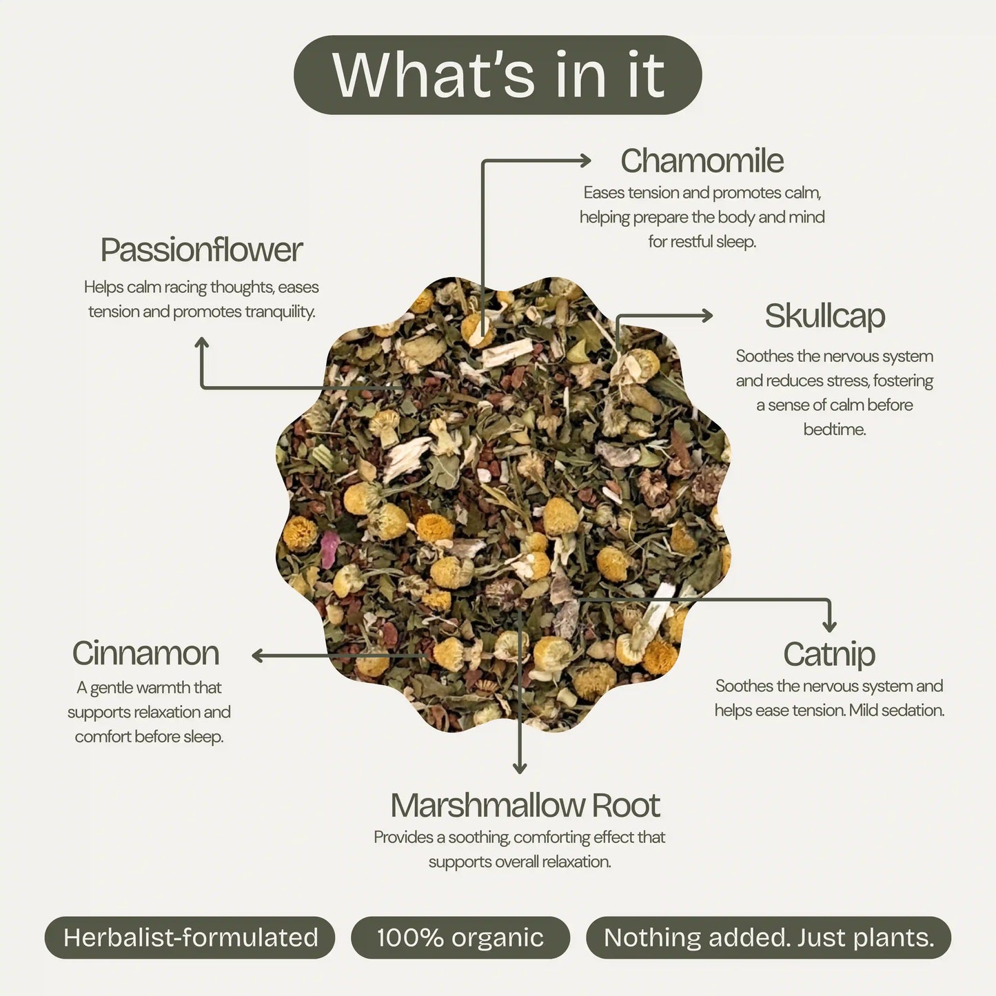 Organic loose leaf tea with chamomile and cinnamon