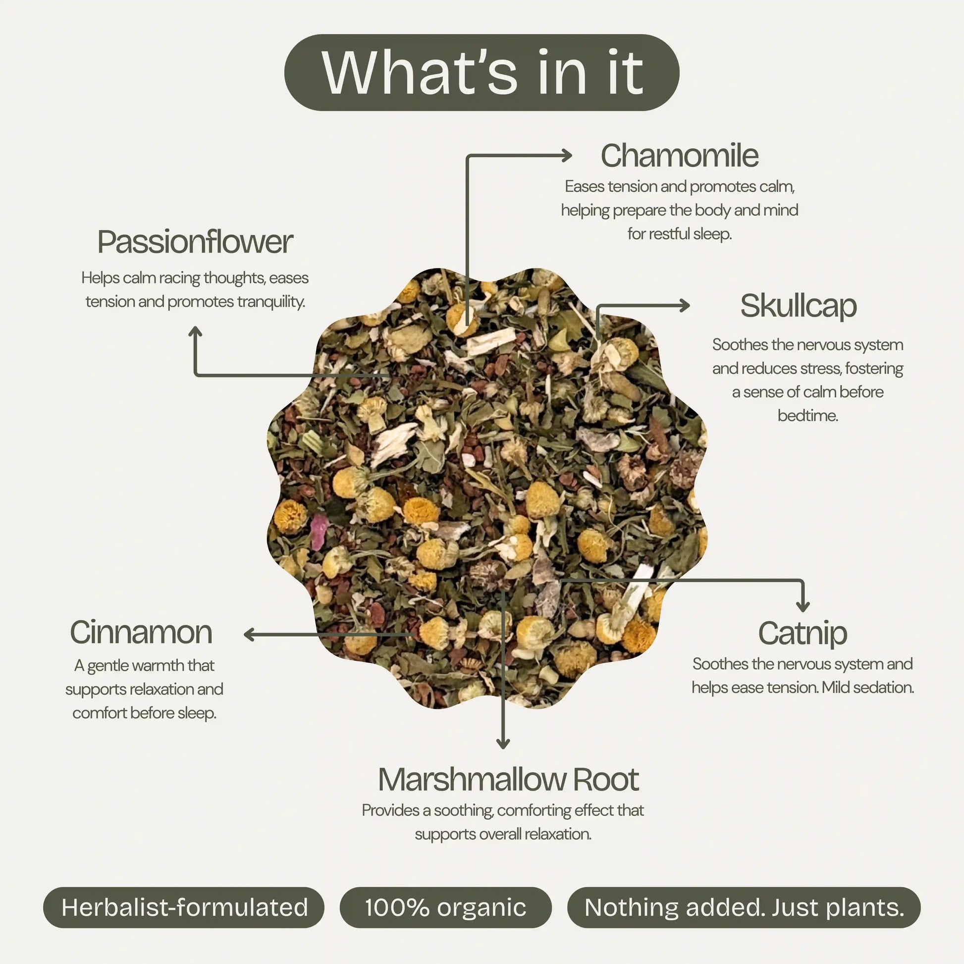 Organic loose leaf tea with chamomile and cinnamon