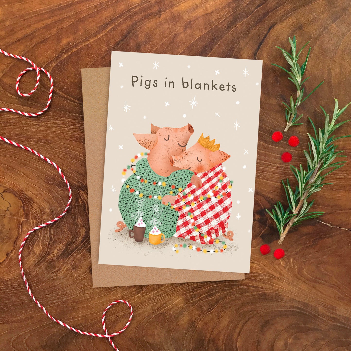 Emily Nash Pigs in Blanket Christmas Card