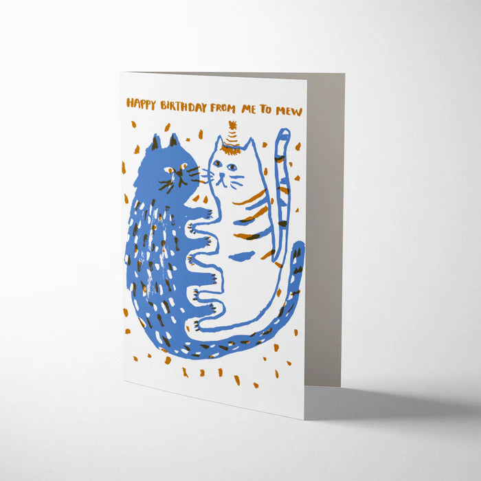 Letterpress cat birthday card with kraft envelope
