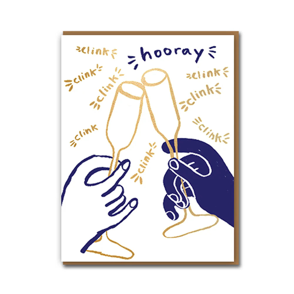 Clink Clink Celebration Greeting Card with Gold Foil by Egg Press