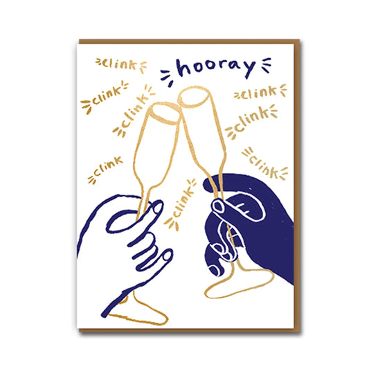 Clink Clink Celebration Greeting Card with Gold Foil by Egg Press