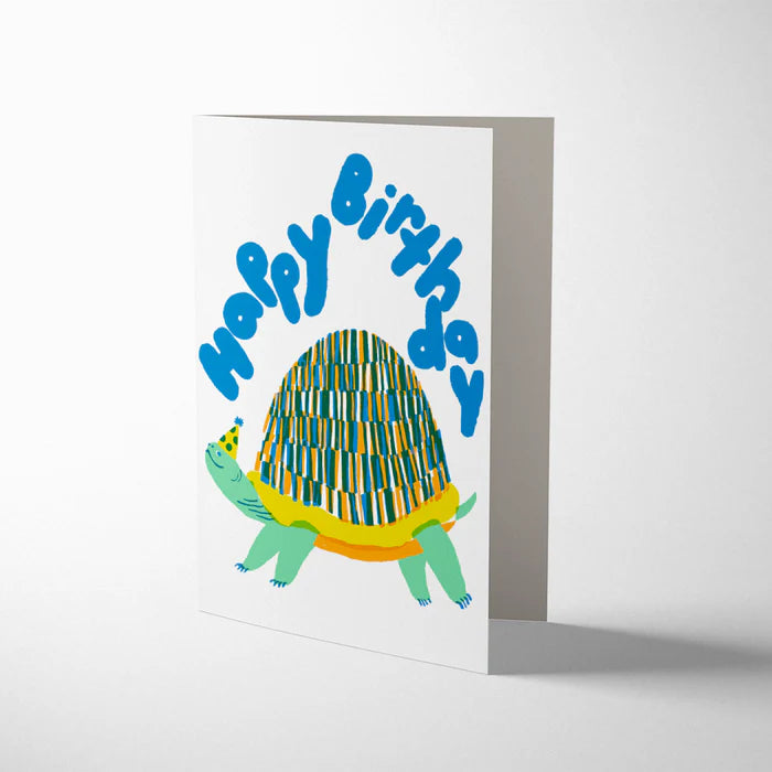 Egg Press turtle birthday card with brown kraft envelope