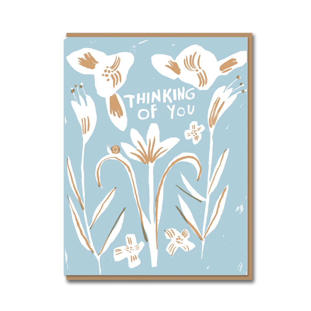 Thinking of You Lilies Letterpress Greeting Card by Egg Press