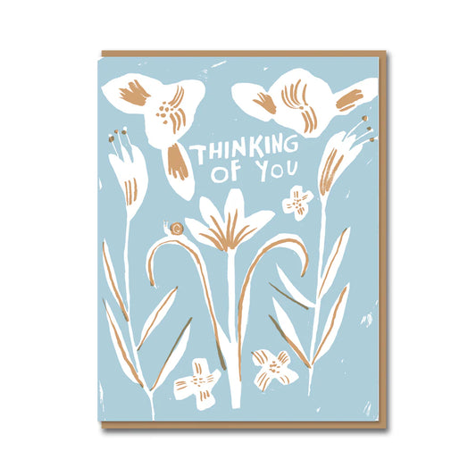 Thinking of You Lilies Letterpress Greeting Card by Egg Press