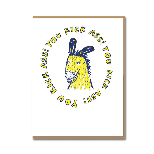 Kick Ass Donkey Greeting Card by Egg Press