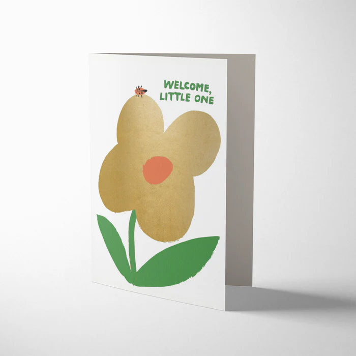 Little One Ladybug New Baby Card with gold foiling by Egg Press