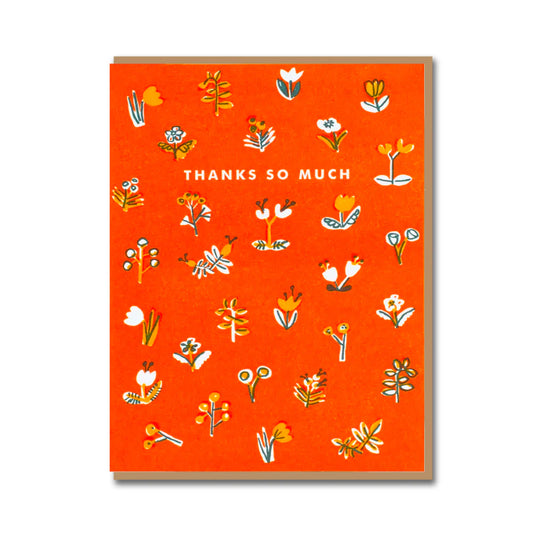 Little Flowers thank you greeting card by Egg Press with colourful floral pattern