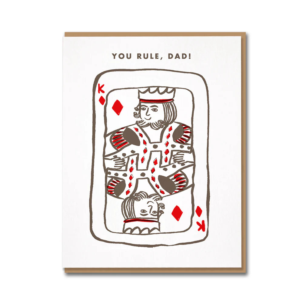 King of Diamonds hand-illustrated letterpress greeting card for Dad
