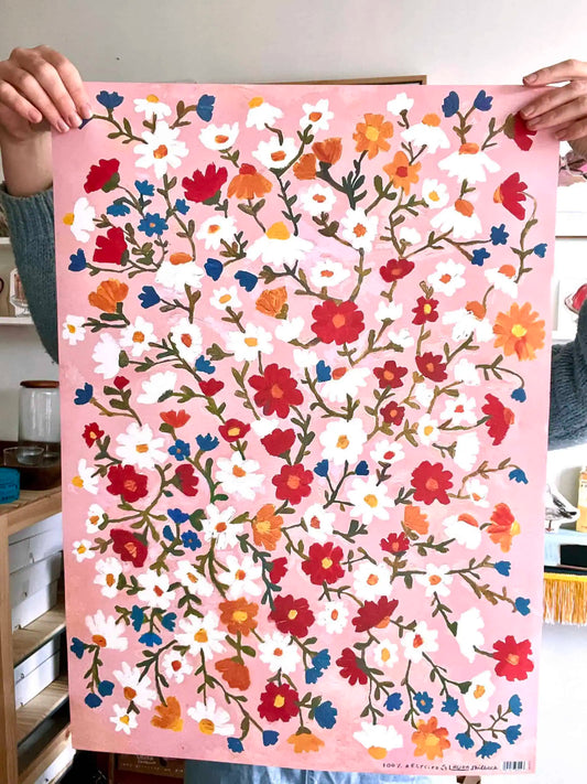 Flowers Eco Gift Wrap - Single Sheet - Recycled Paper | UK Made | Laura Skilbeck