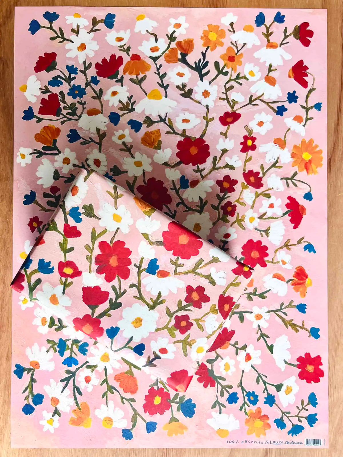 Flowers Eco Gift Wrap - Single Sheet - Recycled Paper | UK Made | Laura Skilbeck