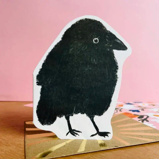 Jackdaw Bird Die-Cut Greeting Card by Laura Skillbeck