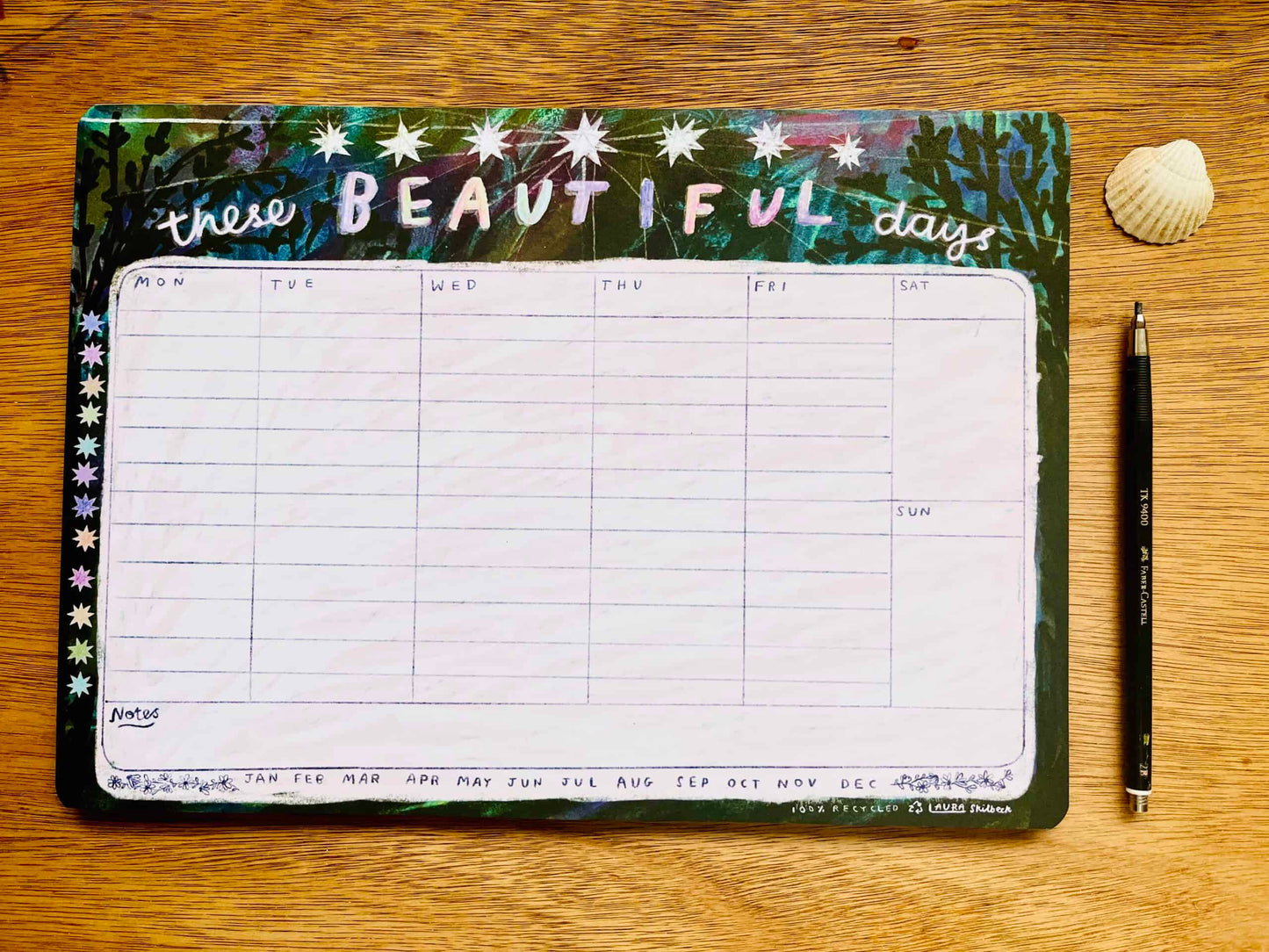 Eco-friendly A4 planner pad made in England with rounded corners