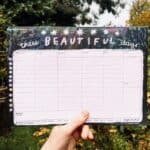 Detail of 100% recycled paper weekly desk planner sheets