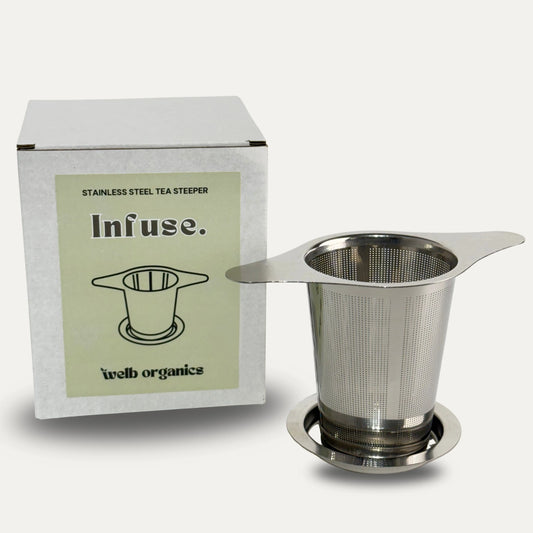Stainless steel loose leaf tea infuser with lid