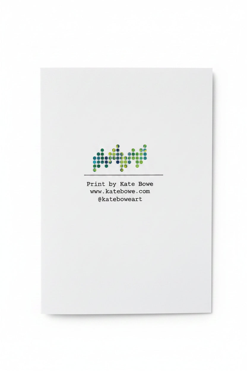 Kate Bowe logo on the back of the Tangerine Dream greeting card