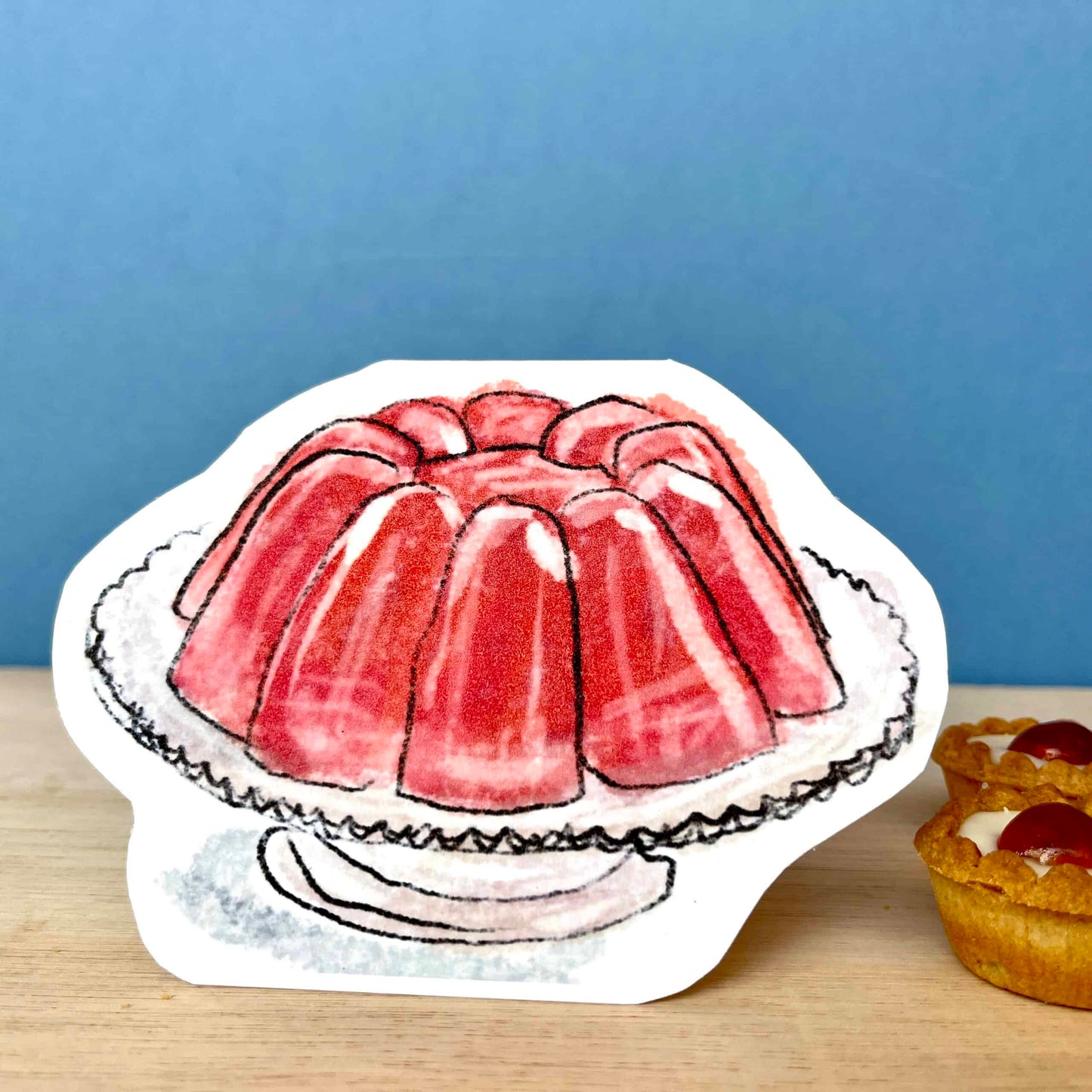 Jelly On a Plate die-cut greeting card by Laura Skillbeck