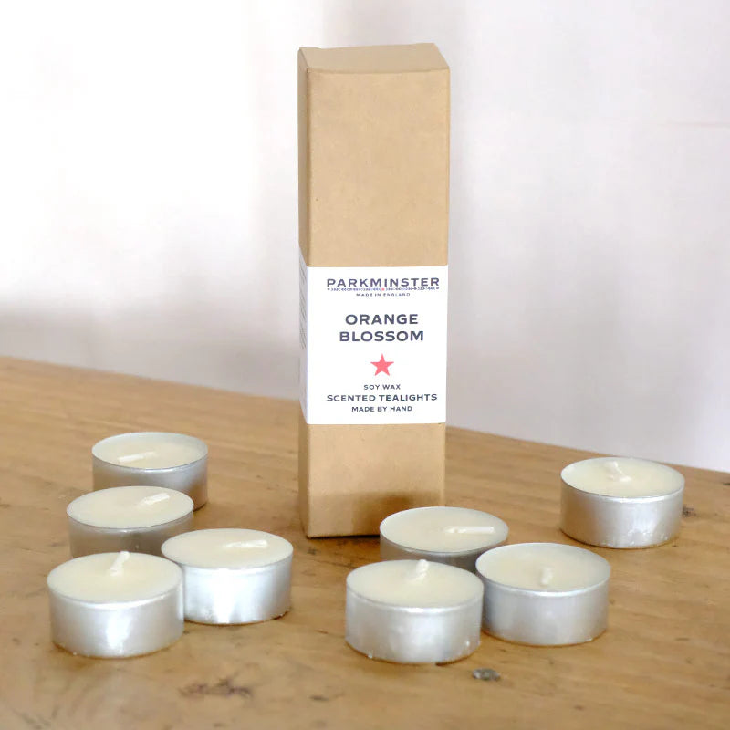 Orange Blossom scented soy wax tealights x8