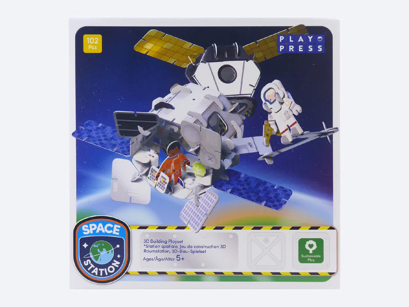 Eco-friendly Space Station Pop-Out Playset with astronauts and accessories