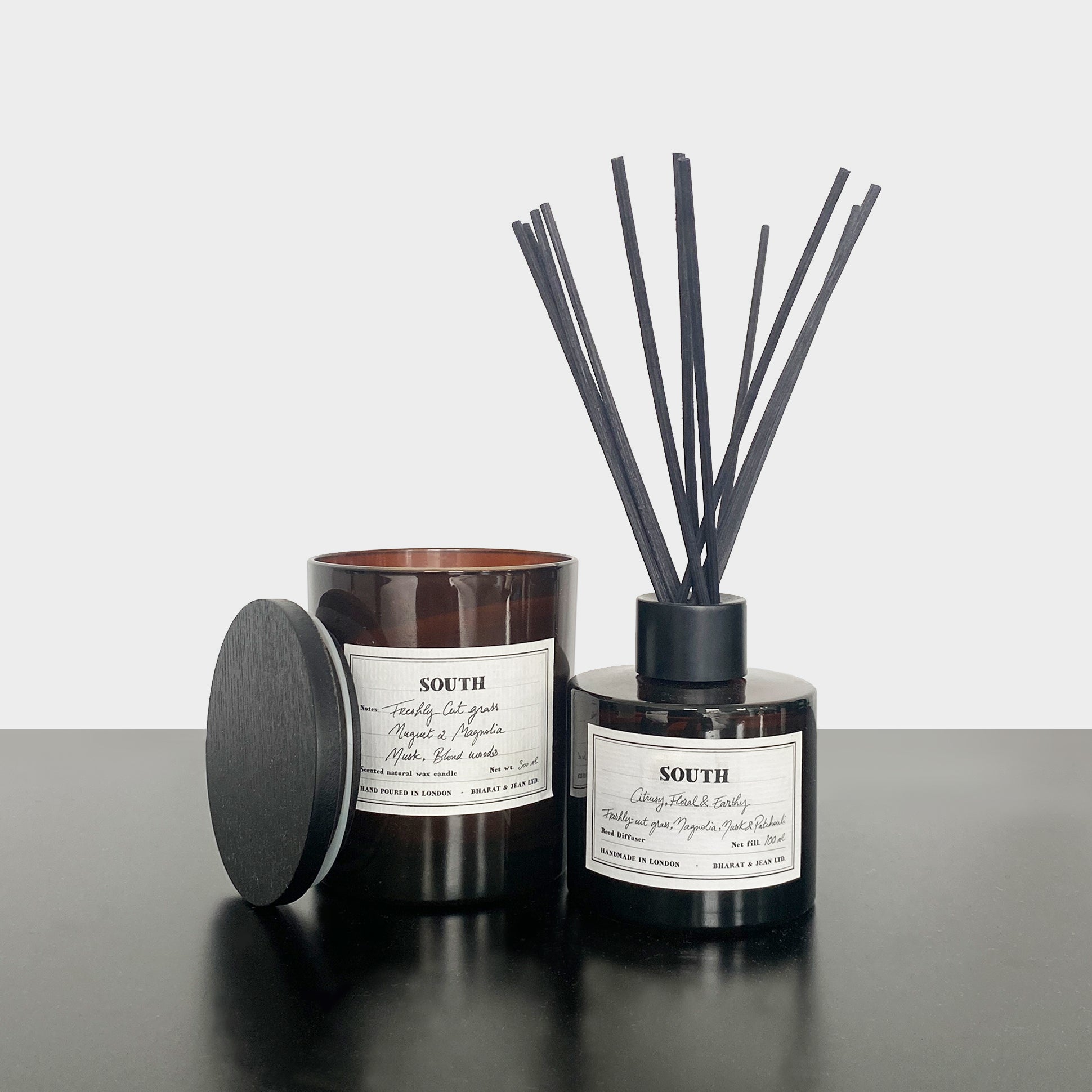 South Reed Diffuser in amber glass bottle by Bharat & Jean