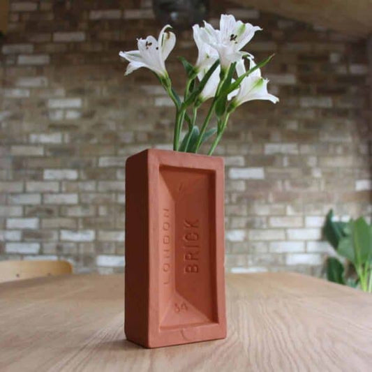 Terracotta London Brick Vase by Stolen Form, ceramic earthenware, high-gloss finish, dishwasher safe
