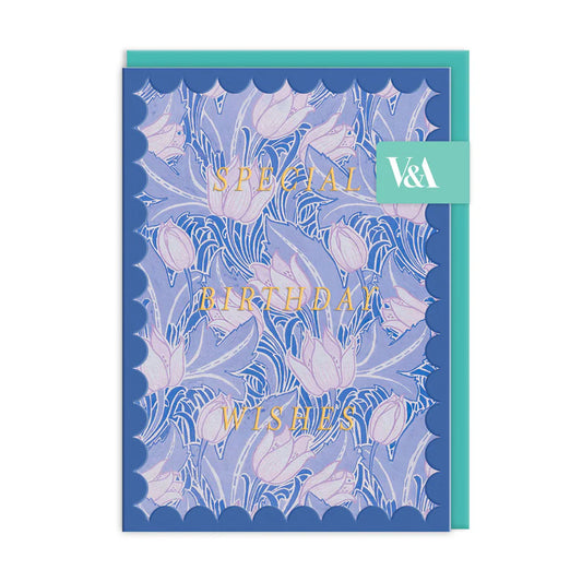 Scalloped Blue Arts & Crafts Birthday Card