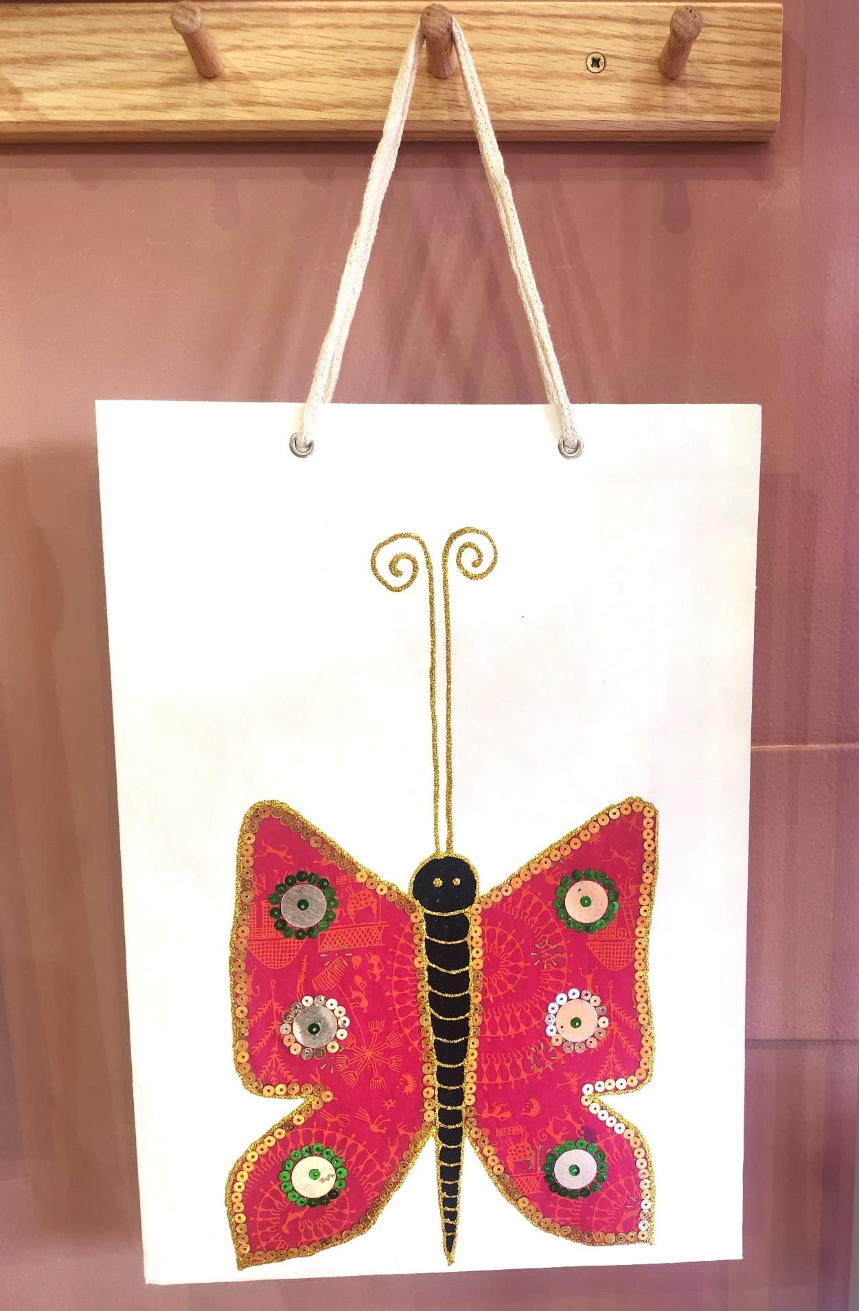 Handcrafted Large Butterfly Gift Bag. This is a skilfully handcrafted gift bag is produced by a student at the Umang charity in Rajasthan, India.